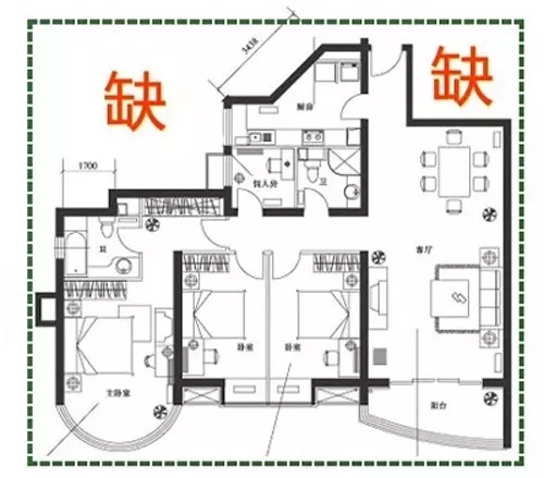 房屋缺角导致风水不好夫妻感情不佳